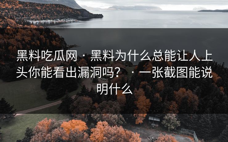 黑料吃瓜网 · 黑料为什么总能让人上头你能看出漏洞吗？ · 一张截图能说明什么