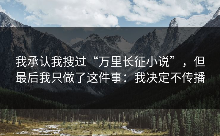 我承认我搜过“万里长征小说”，但最后我只做了这件事：我决定不传播